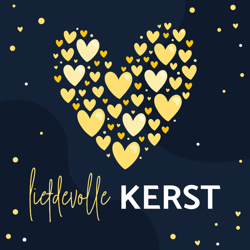 Kerstkaarten - Liefdevol kerstkaartje met een groot hart van hartjes