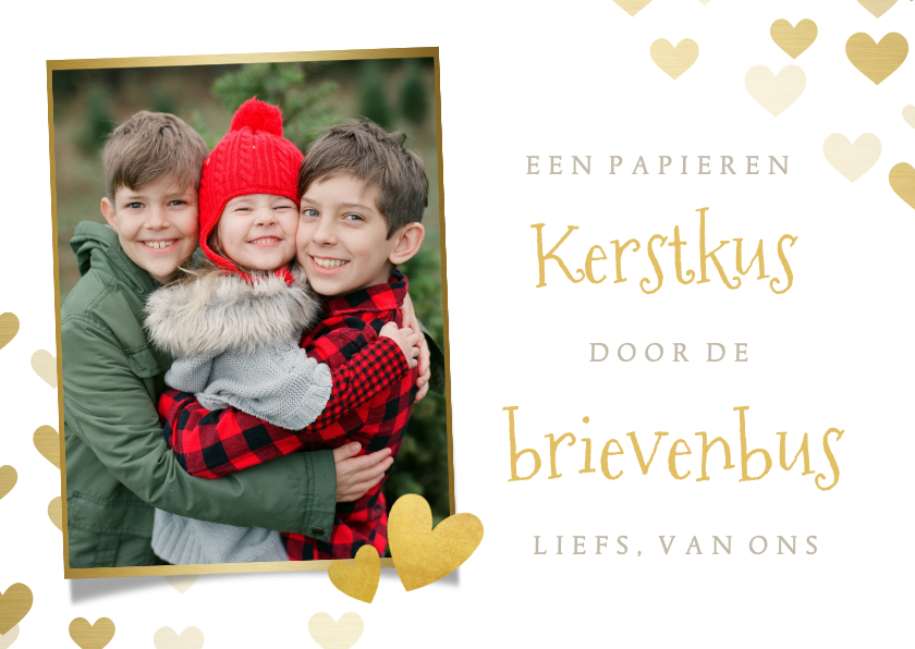 Kerstkaarten - Liefdevolle kerstkaart - kerstkus door de brievenbus