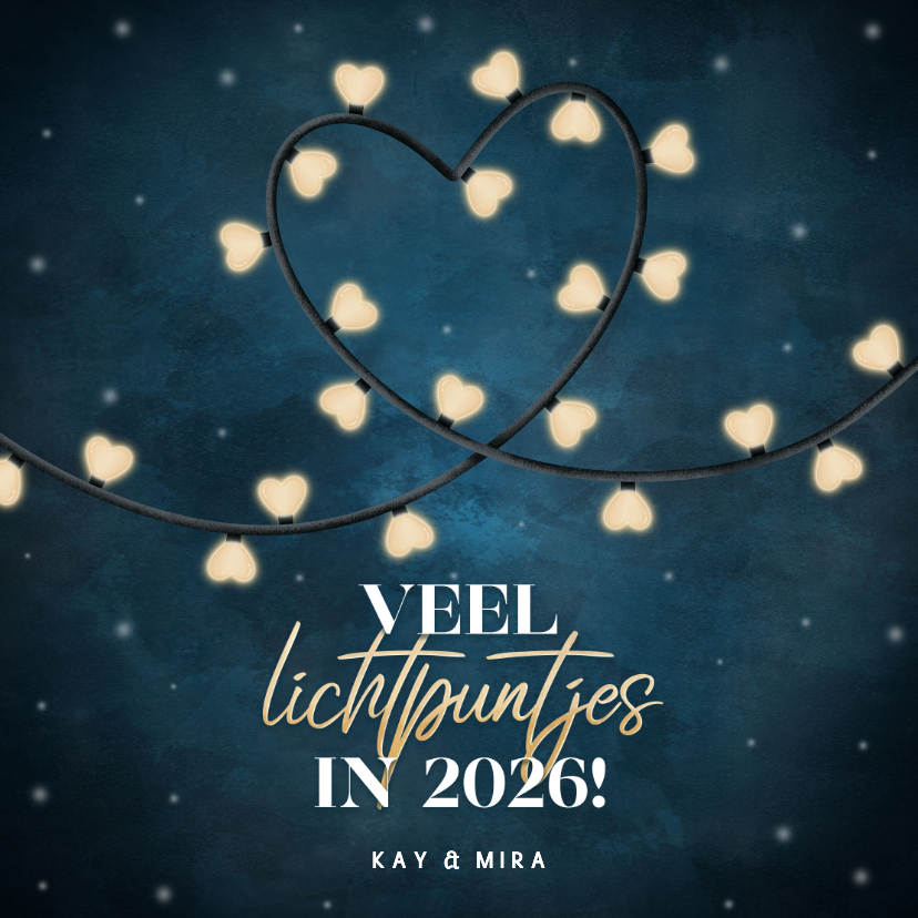 Kerstkaarten - Liefdevolle kerstkaart veel lichtpuntjes in 2026 met lampjes