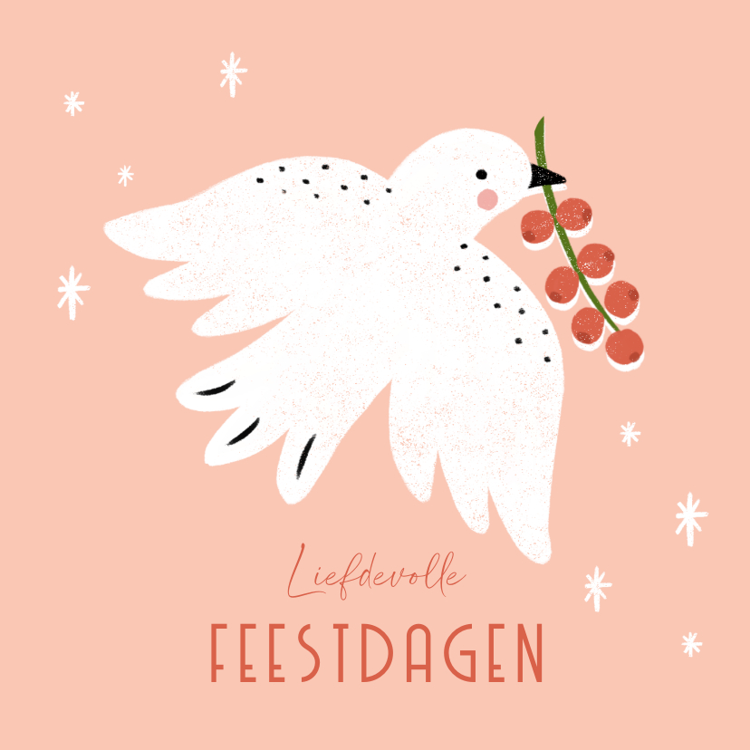 Kerstkaarten - Liefdevolle kerstwens met vogel 