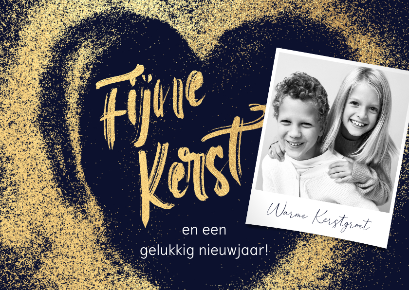 Kerstkaarten - Lieve kerstkaart gouden kerst hart foto