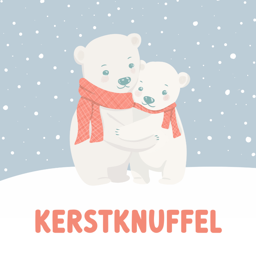 Kerstkaarten - Lieve kerstkaart met ijsbeertjes kerstknuffel winter