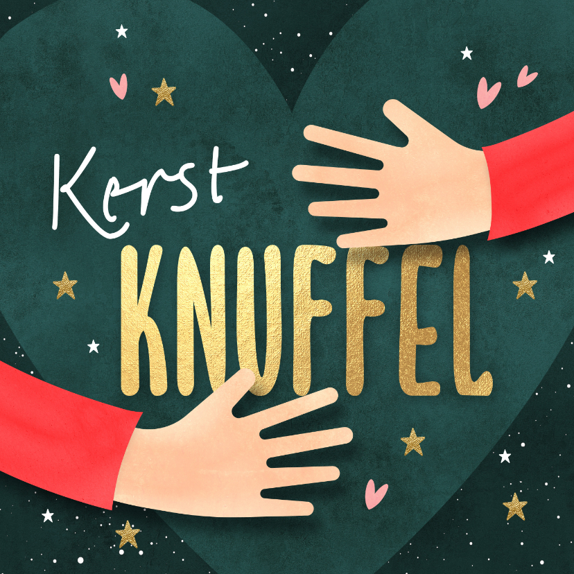 Kerstkaarten - Lieve kerstkaarten met hart en tekst kerst knuffel