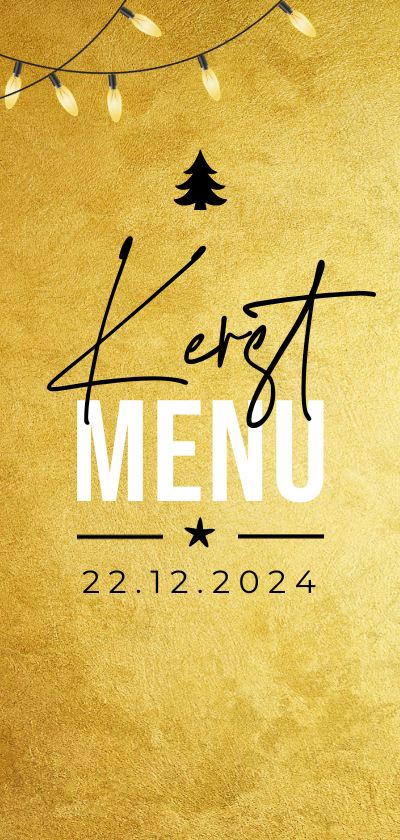 Kerstkaarten - Menukaart goud VIP kerstmenu kerstdiner