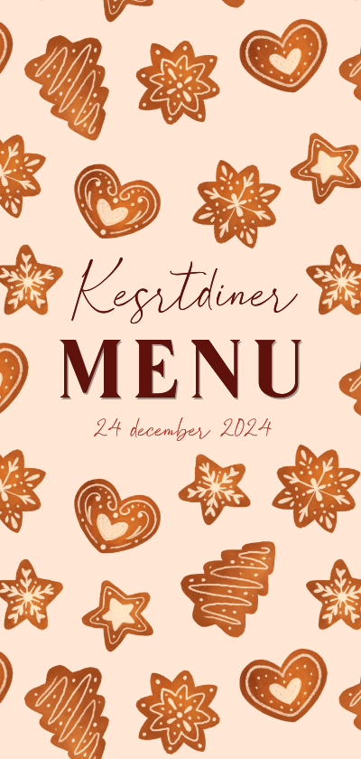 Kerstkaarten - Menukaart kerstdiner met kerstkoekjes