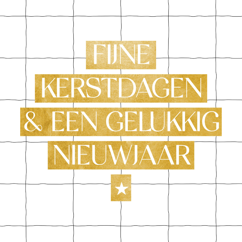 Kerstkaarten - Modern kerstkaartje met ruitjes goud kerstwens