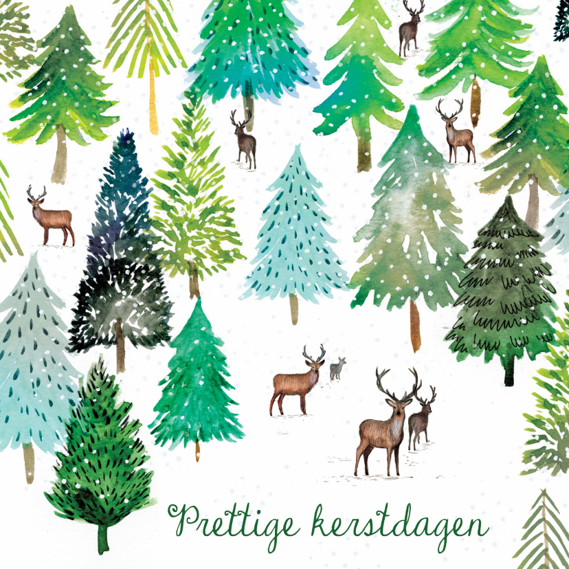 Kerstkaarten - Sfeervolle kerstkaart met winter illustratie