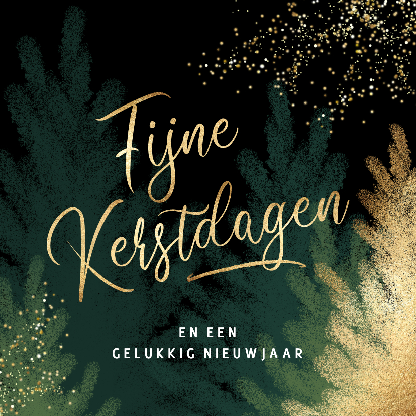 Kerstkaarten - Sjieke kerstkaart kerstboom goud groen 