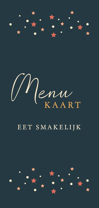 Kerstkaarten - Stijlvolle kerst menukaart met kerststerren