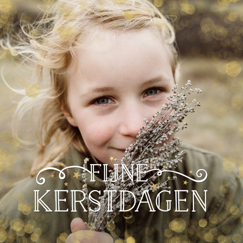 Kerstkaarten - Stijlvolle kerstkaart met grote foto en gouden confetti 