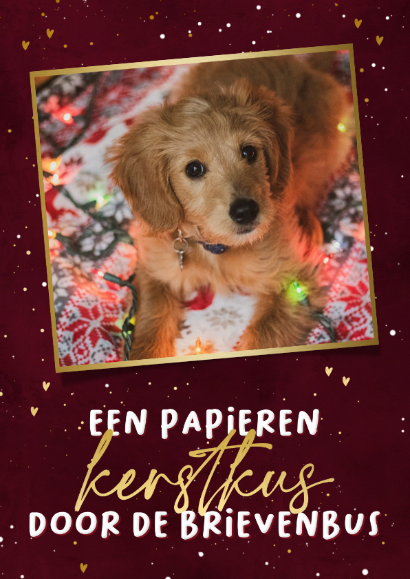 Kerstkaarten - Stijlvolle kerstkaart papieren kus door de brievenbus