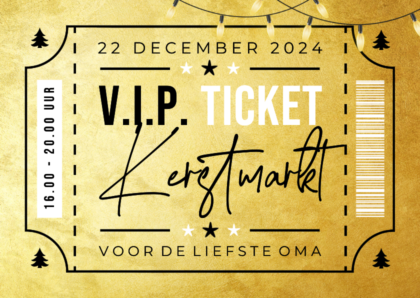 Kerstkaarten - Ticket kerstmarkt uitnodiging kerstkaart bedankt