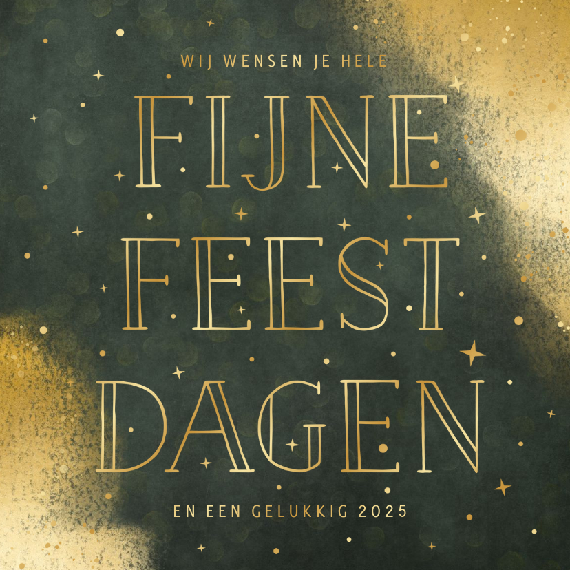 Kerstkaarten - Typografische hippe kerstkaart met gouden verf en sterren