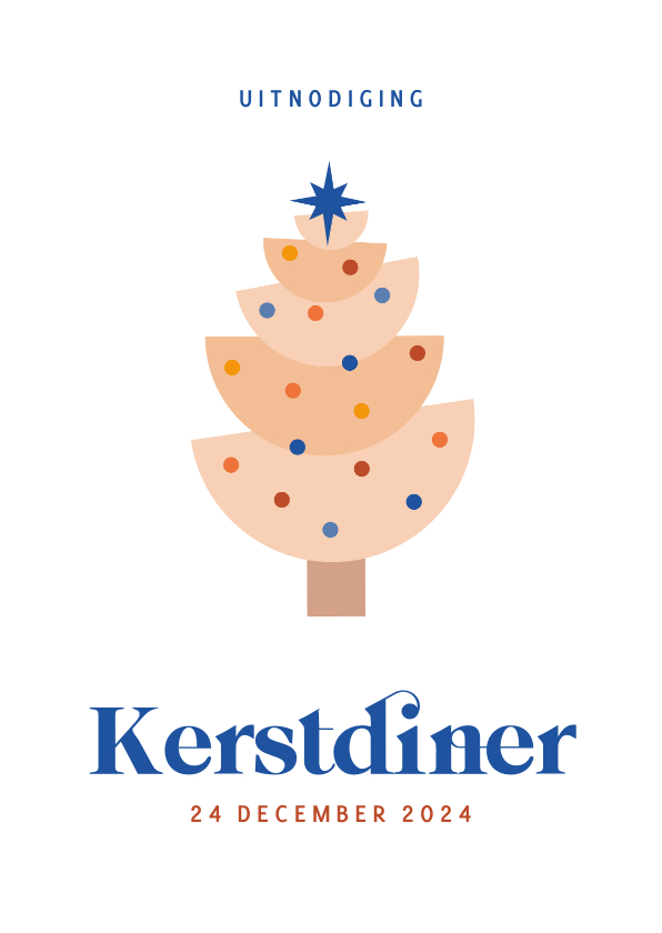 Kerstkaarten - Uitnodiging kerstdiner met modern kerstboompje 