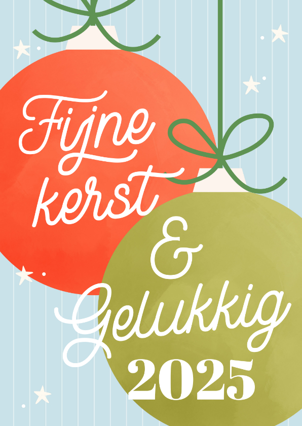 Kerstkaarten - Vrolijk kerstkaartje met funky kleurtjes kerstballen