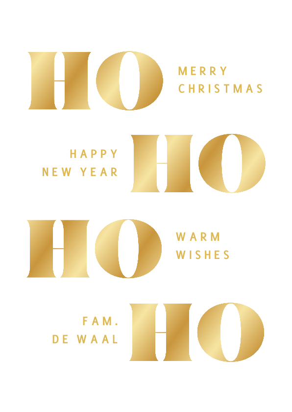 Kerstkaarten - Witte typografische kerstkaart HO HO HO