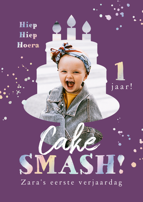 Kinderfeestjes - Kinderfeestje 1 jaar cake smash taart foto holografisch