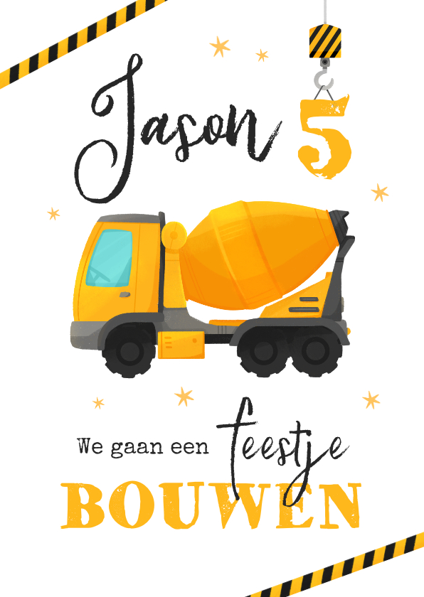 Kinderfeestjes - Kinderfeestje bouwen cementwagen hijskraan