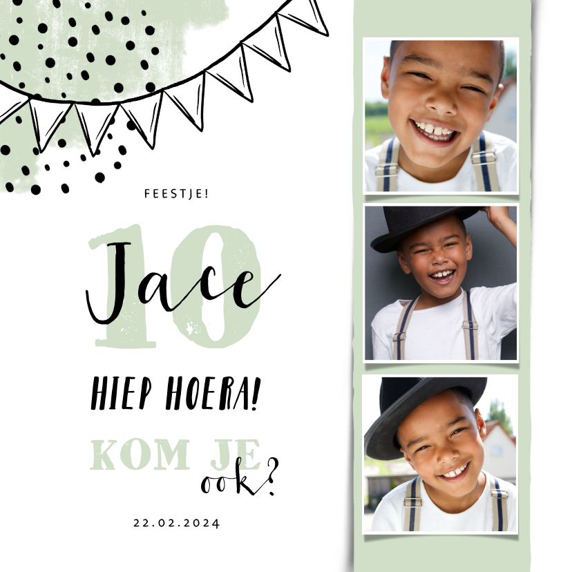 Kinderfeestjes - Kinderfeestje fotostrip met vlaggen en confetti