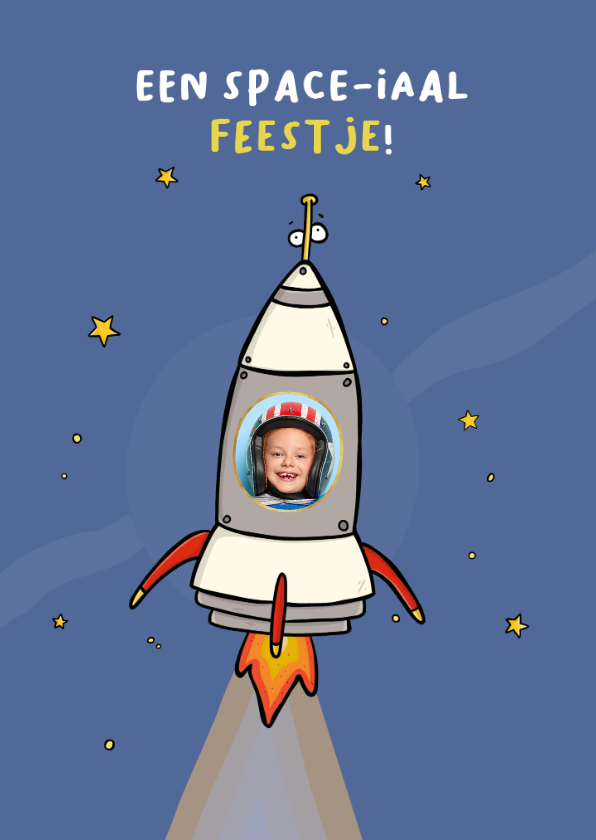 Kinderfeestjes - Kinderfeestje kaart Space-iaal feestje!