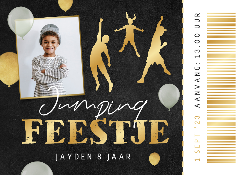 Kinderfeestjes - Kinderfeestje ticket jumping feestje goud ballonnen