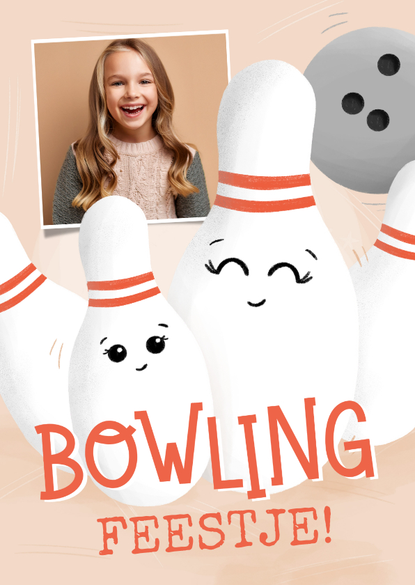 Kinderfeestjes - Kinderfeestje uitnodiging bowlingfeestje kegels foto