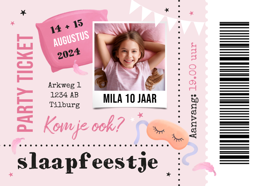 Kinderfeestjes - Slaapfeestje ticket kinderfeestje foto hip trendy