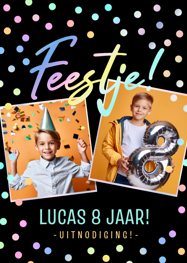 Kinderfeestjes - Stoere en vrolijke uitnodiging kinderfeestje jongen 