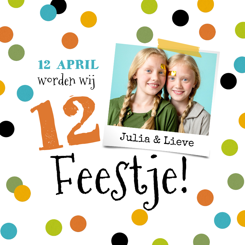 Kinderfeestjes - Uitnodiging feestje confetti feestelijk foto