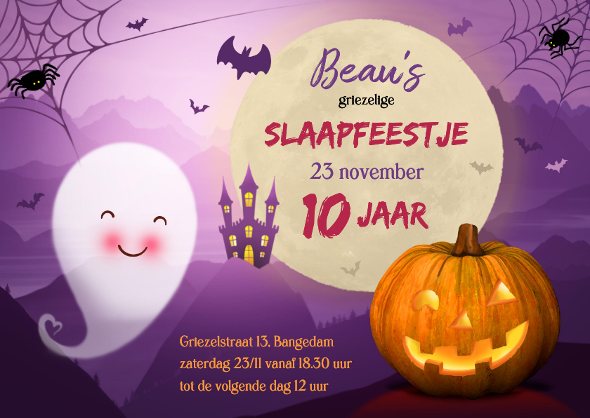 Kinderfeestjes - Uitnodiging Halloween slaapfeestje