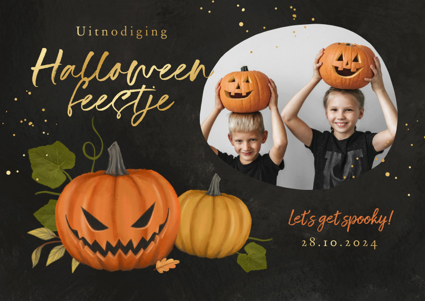 Kinderfeestjes - Uitnodiging kinderfeestje halloween pompoenen foto