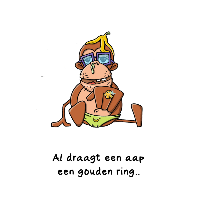 Liefde Kaart Gouden Ring Aap Liefde Kaarten Kaartje Go