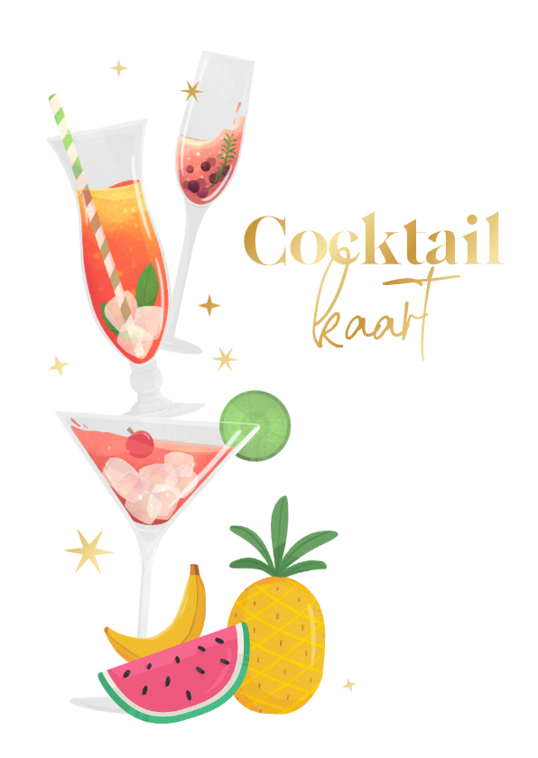 Menukaarten - Stijlvolle cocktailkaart kleurrijk cocktailparty cocktails