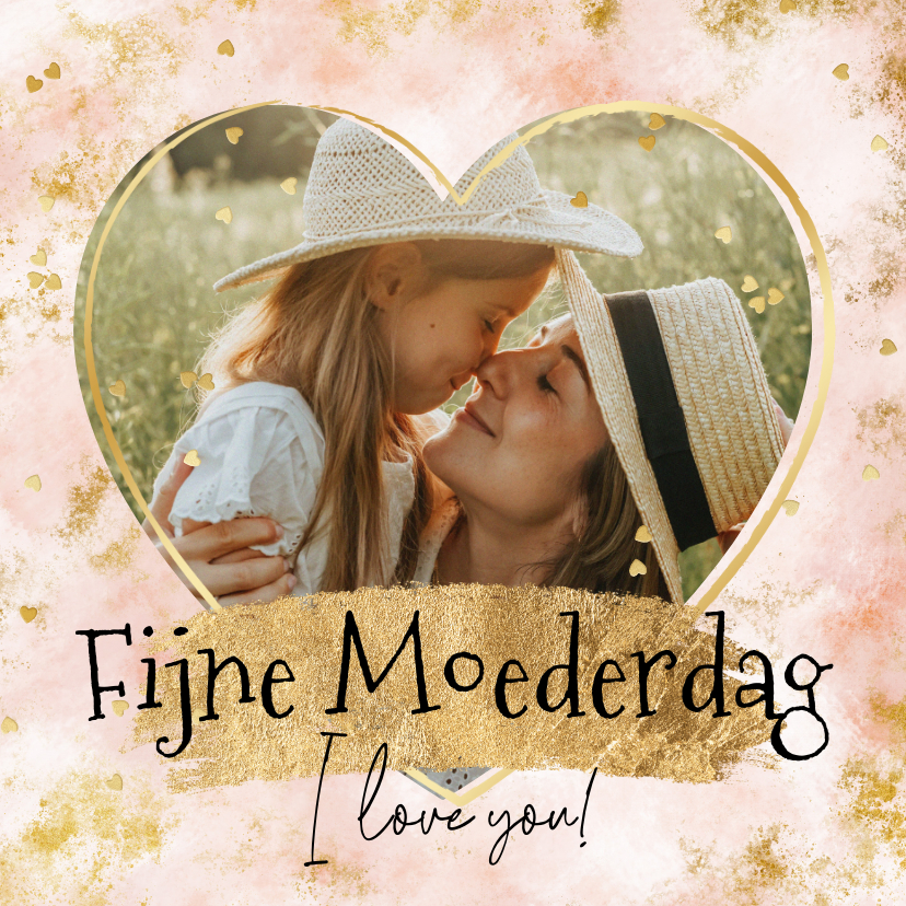 Moederdag kaarten - Liefdevolle moederdagkaart 'Fijne Moederdag' foto hartjes