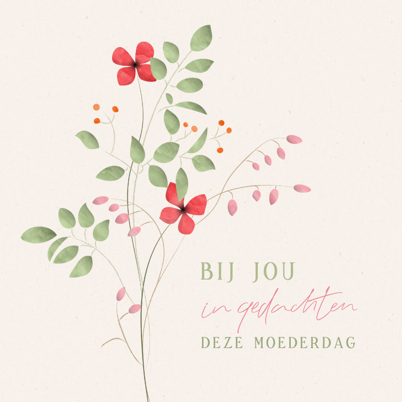 Moederdag kaarten - Moederdag kaart troostrijk wilde bloemen aquarel kraftlook