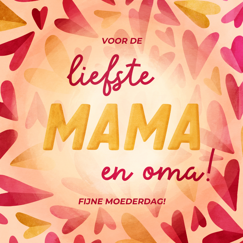 Moederdag kaarten - Moederdagkaart liefste mama en oma roze hartjes