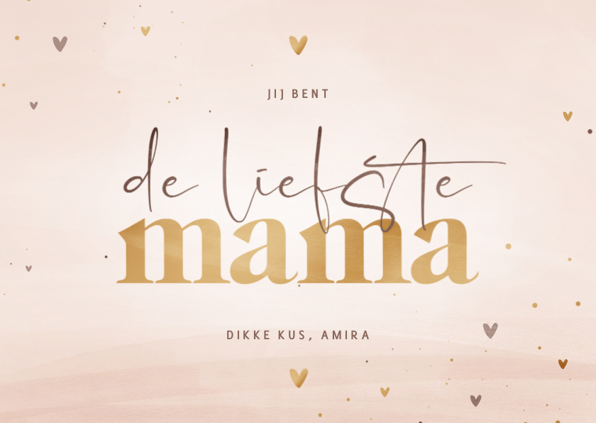 Moederdag kaarten - Moederdagkaart liefste mama zachtroze met hartjes