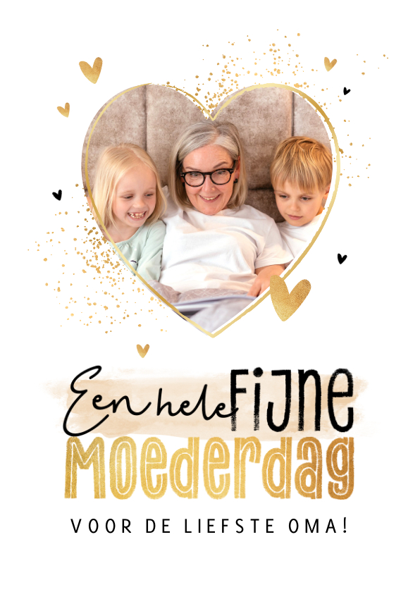 Moederdag kaarten - Moederdagkaart liefste oma fijne Moederdag hartjes goud