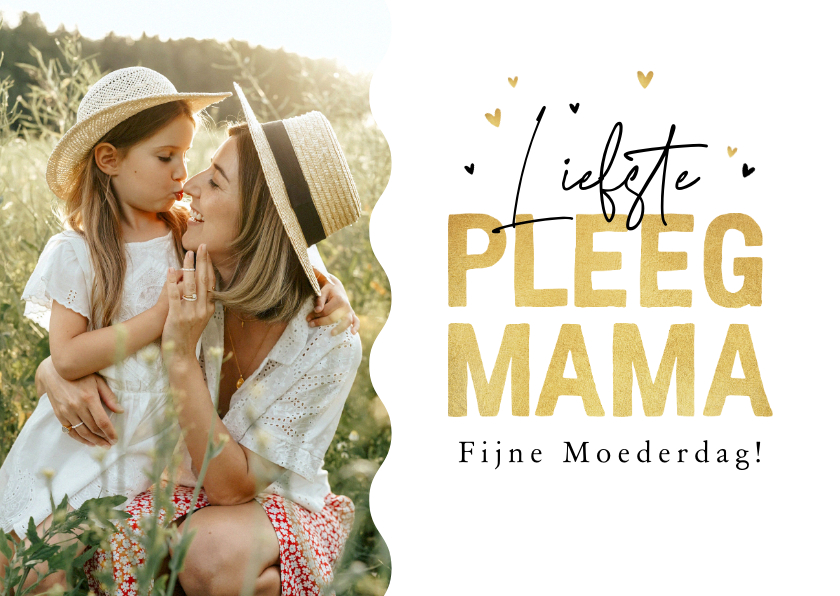 Moederdag kaarten - Moederdagkaart liefste pleegmama hartjes goud foto