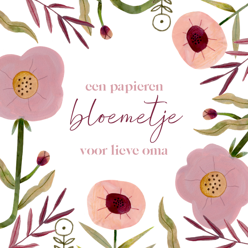 Moederdag kaarten - Moederdagkaart lieve oma papieren bloemetje paars