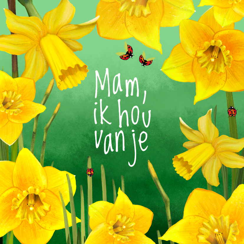 Moederdag kaarten - Moederdagkaart met narcisjes