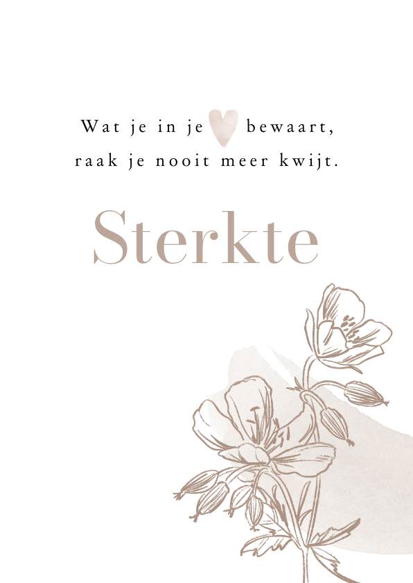 Moederdag kaarten - Stijlvolle moederdagkaart sterkte lijnillustratie bloem hart