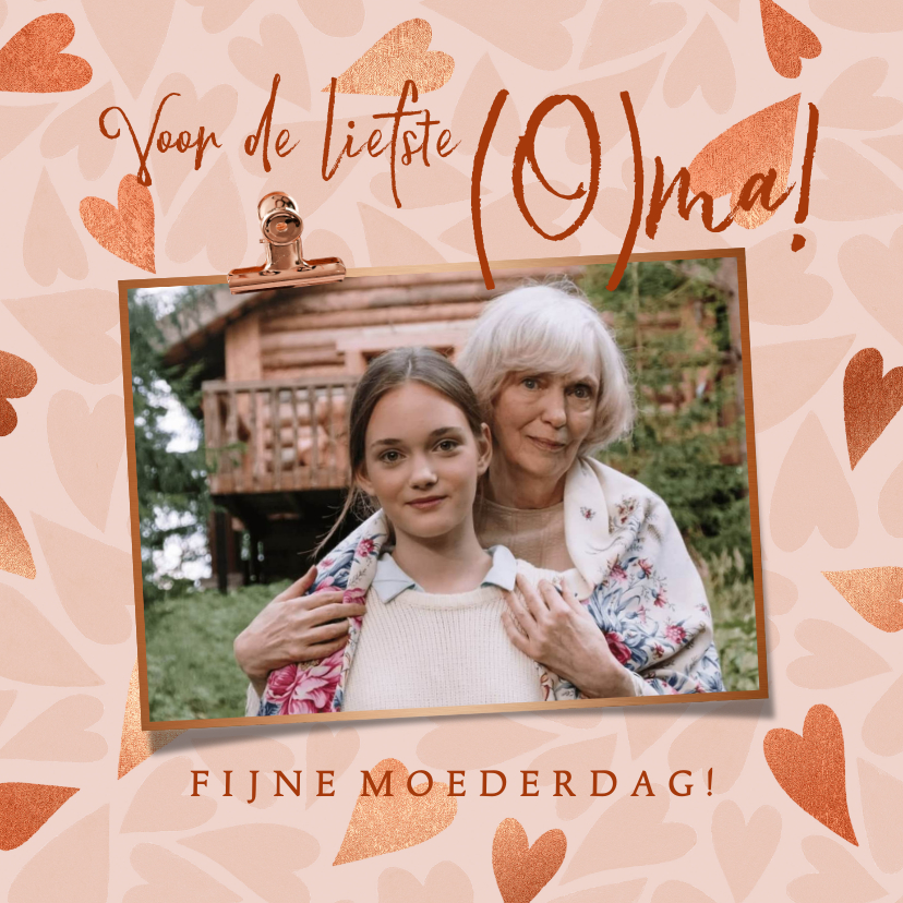 Moederdag kaarten - Trendy moederdagkaart liefste (O)ma hartjes koper foto’s 