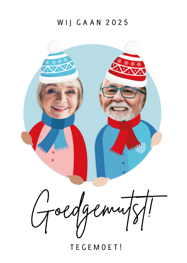 Nieuwjaarskaarten - Grappige nieuwjaarskaart goedgemutst met eigen foto's 