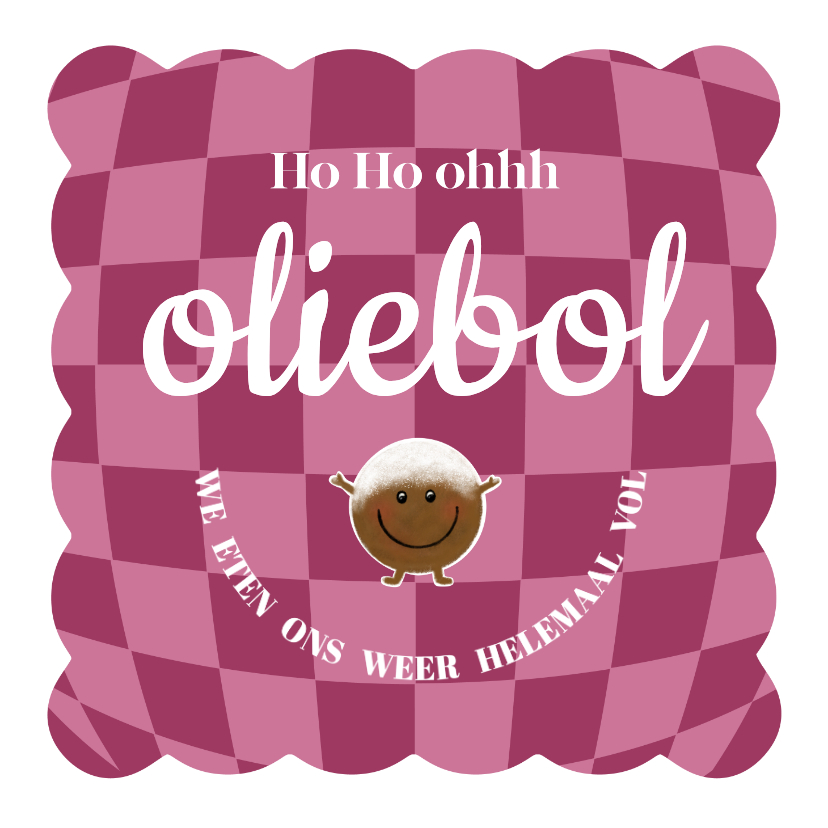 Nieuwjaarskaarten - Grappige nieuwjaarskaart roze en een oliebol