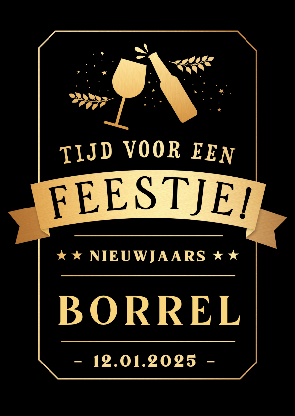 Nieuwjaarskaarten - Hippe uitnodiging zakelijke nieuwjaarsborrel in poster stijl