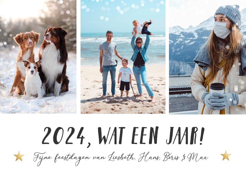 Nieuwjaarskaarten - Moderne fotocollage nieuwjaarskaart - 2024 wat een jaar