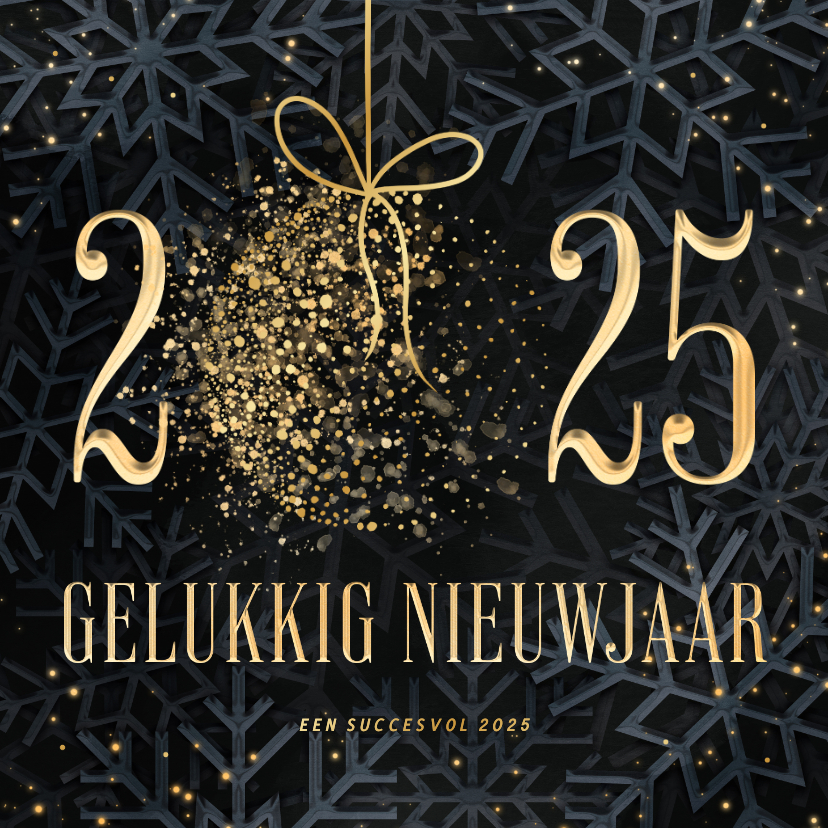 Nieuwjaarskaarten - Nieuwjaarskaart 2025 met sprankelende kerstbal