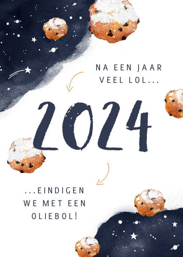 Nieuwjaarskaarten - Nieuwjaarskaart corona oliebol 2024 2025 sterren 