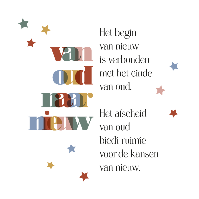 Nieuwjaarskaarten - Nieuwjaarskaart gedicht van oud naar nieuw 